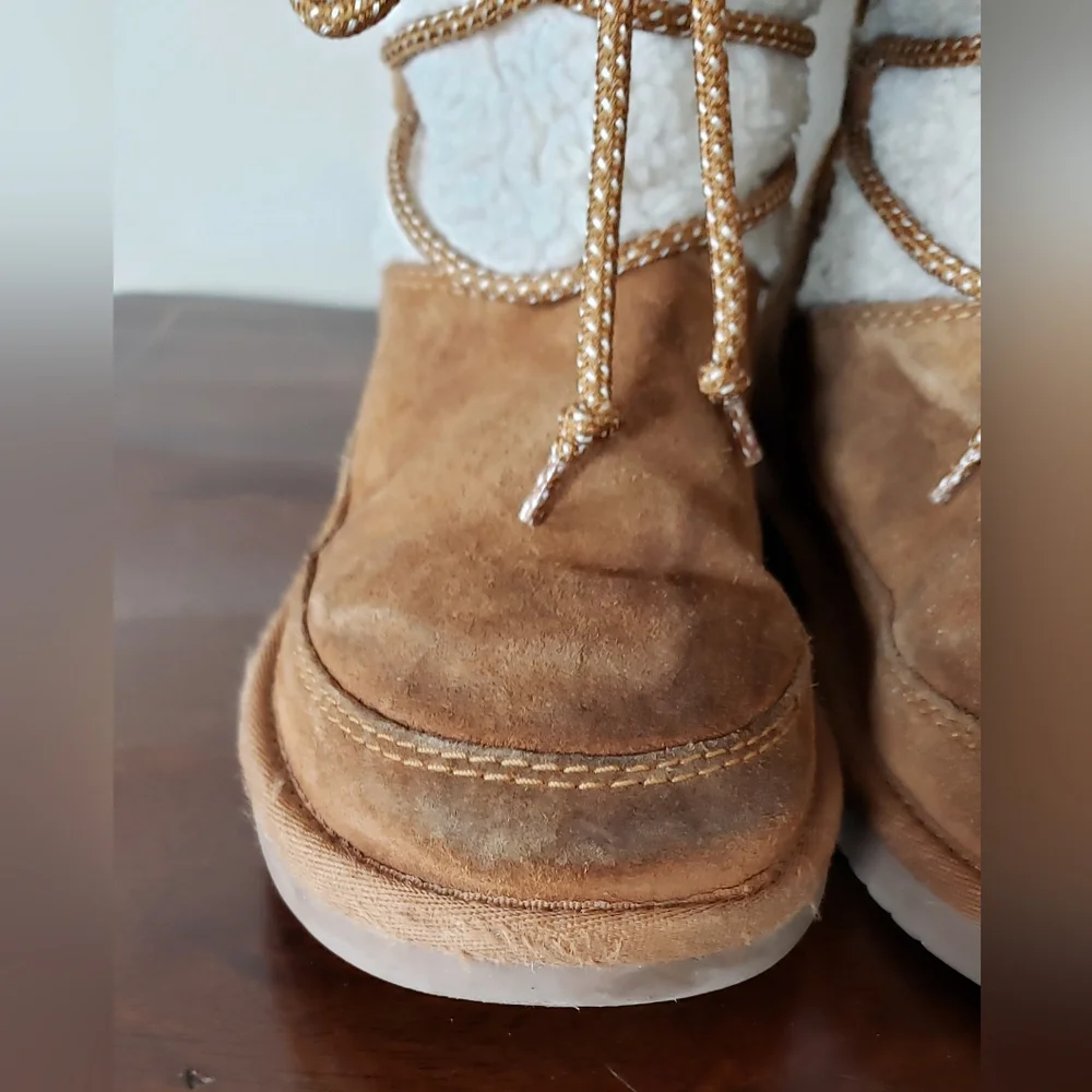 Koolaburra by UGG Michon Kid's Faux Fur Brown Suede Boots Size 2